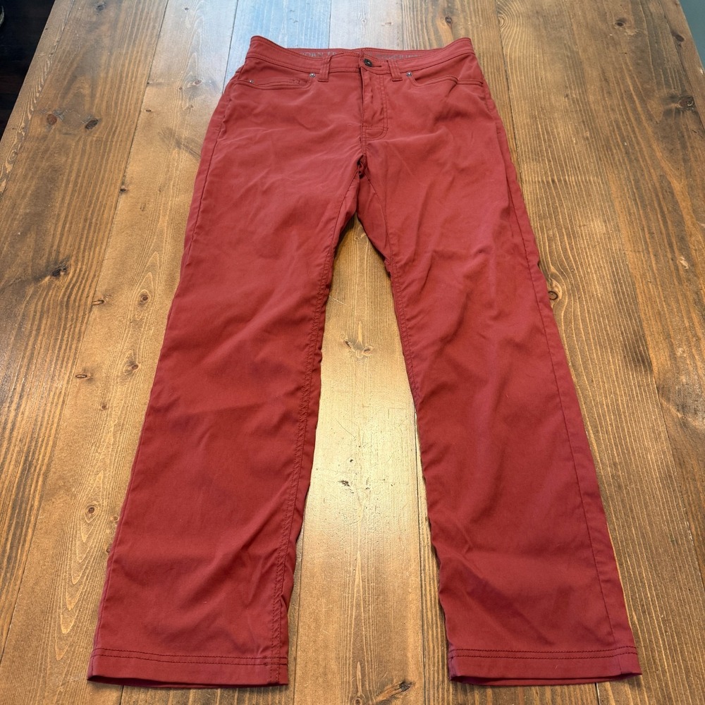 PRANA Pants Mens  32x30 Slim Fit Red Stretch Hiking Fishing Brion II